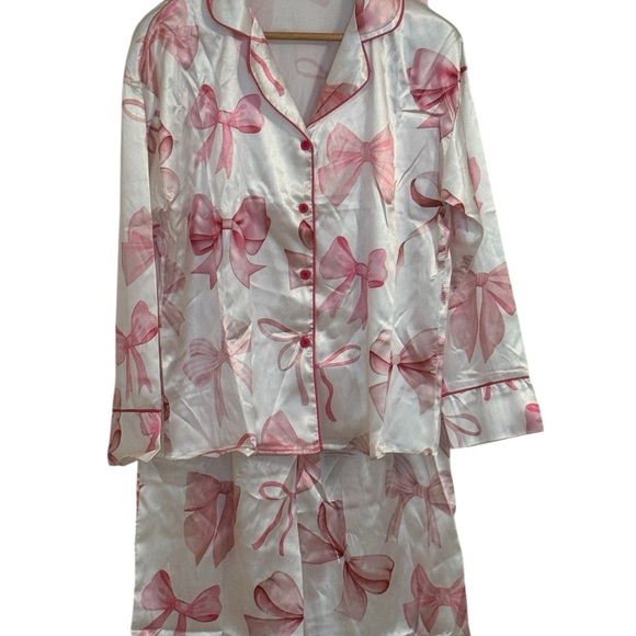 Elegant Pink Bow Pajama Set - Picture 6 of 6